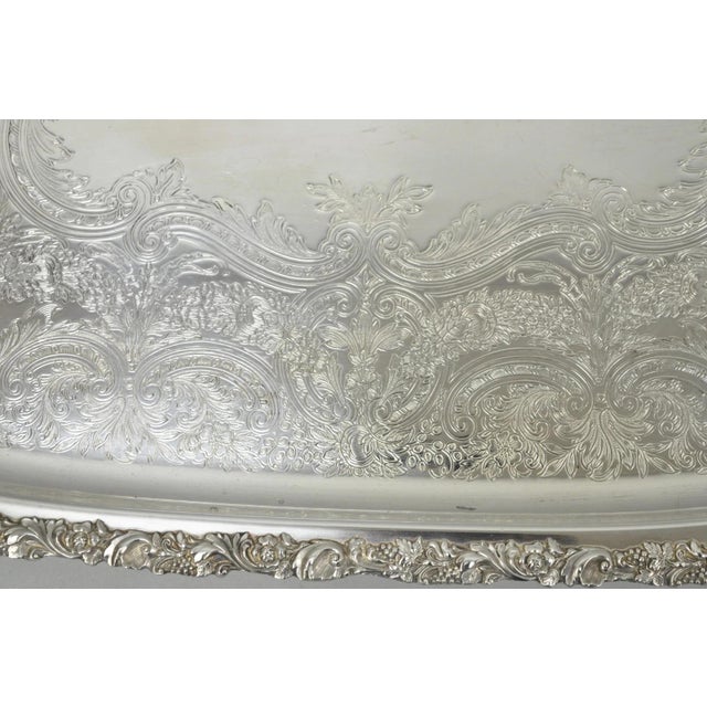Metal Antique e.g. Webster & Son Victorian Silver Plated Floral Repousse Serving Tray For Sale - Image 7 of 15