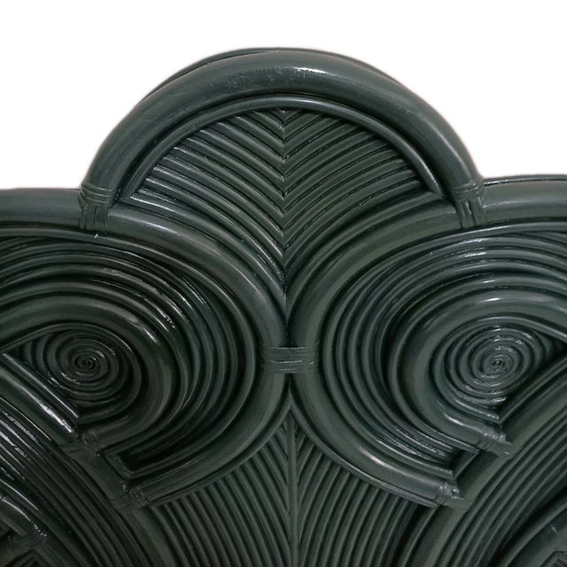 1990s One Vintage Bamboo Twin Headboard New Dark Green Color For Sale - Image 5 of 6