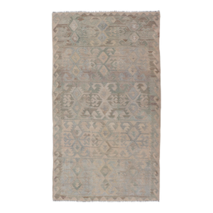 Gallery Turkish Vintage Flat-Weave Tribal Designed Kilim in Earthy Tones 5'4 X 9'9