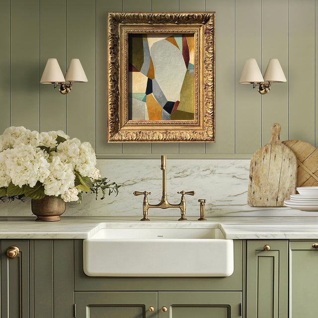 This is a new slightly larger abstract oil painting in muted neutral colors inspired by shapes in nature. The oil painting...