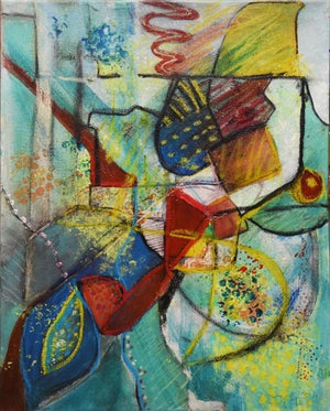 1990s Chromatic Dialogue, Mixed Media Painting