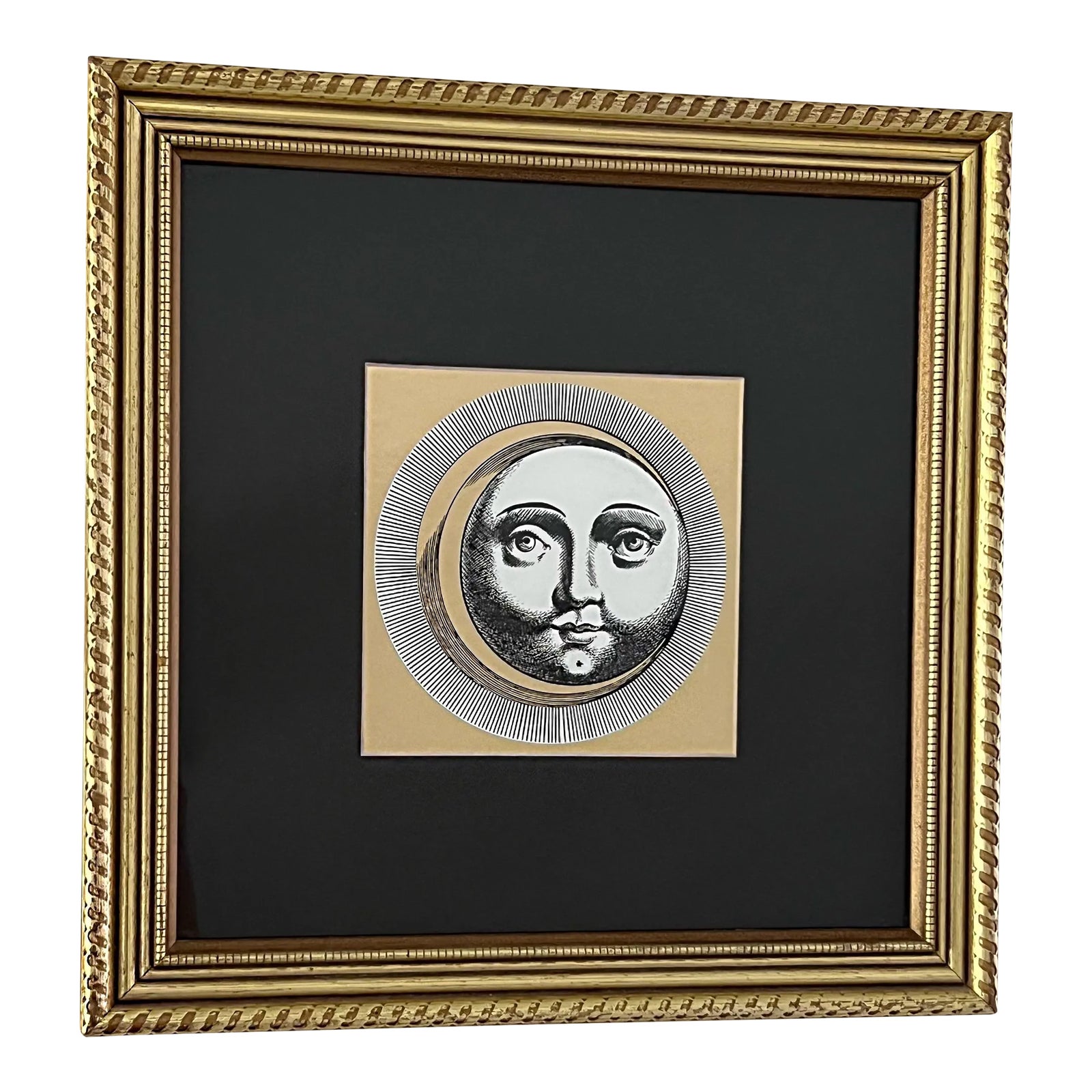 Vintage Fornasetti, Sun and Moon, Sole E Luna, Matted, Gilt Frame