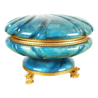 Vintage Alabaster Shell Jewelry Box, 1950s For Sale