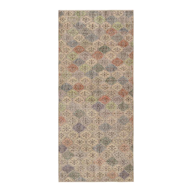 Vintage Zeki Müren Runner With Polychromatic Diamond Patterns, From Rug & Kilim For Sale