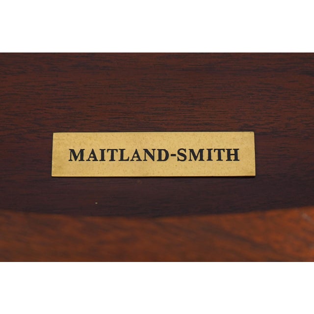 Maitland Smith Round Mahogany Leather Top Drum Table For Sale - Image 17 of 18