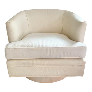 Vintage Baughman Style Plinth Base Swivel Chair