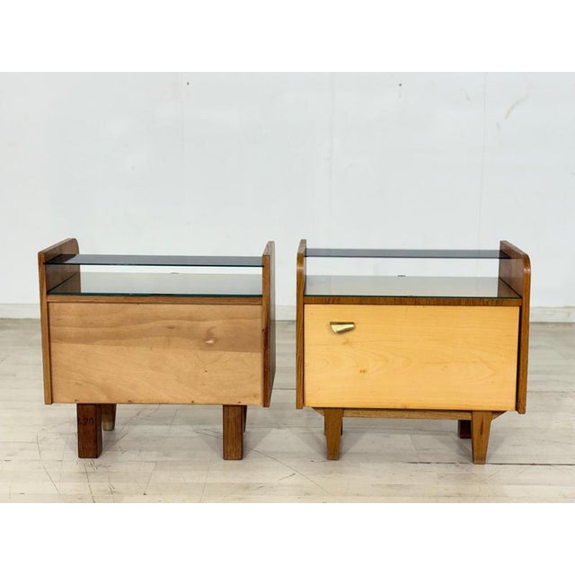 Wood Vintage Bedside Tables, 1960s, Set of 2 For Sale - Image 7 of 10