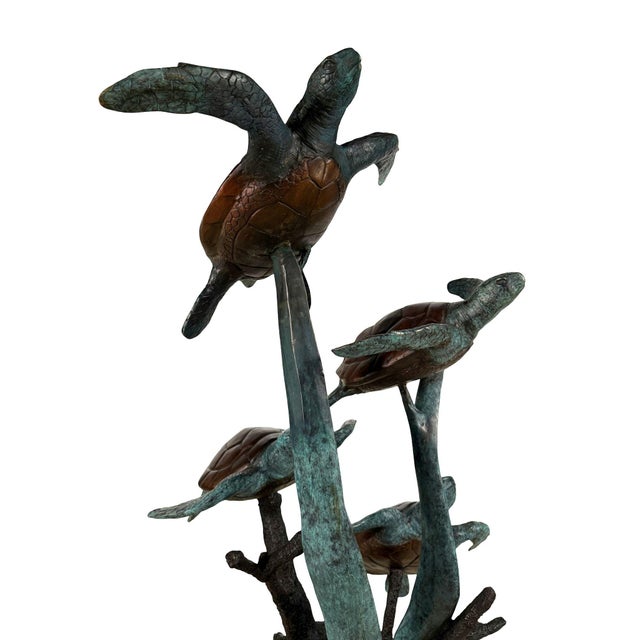 Realism Four Sea Turtles, Large Bronze Sculpture – 62” H For Sale - Image 3 of 8