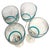 Set of four wine glasses with a striking blue swirl design. Perfect for any occasion.