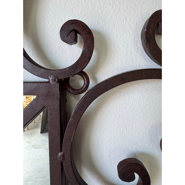 Large- Vintage Hollywood Regency Style Ornate Iron Wall Mirror/ Sold For Sale - Image 10 of 12