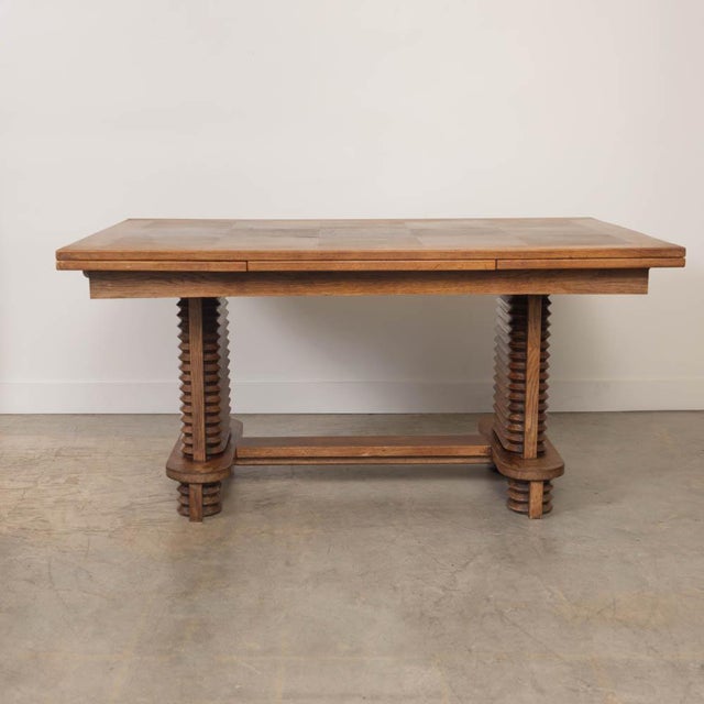 Brutalist 1940s French Carved Wood Brutalist Table by Charles Dudouyt For Sale - Image 3 of 11