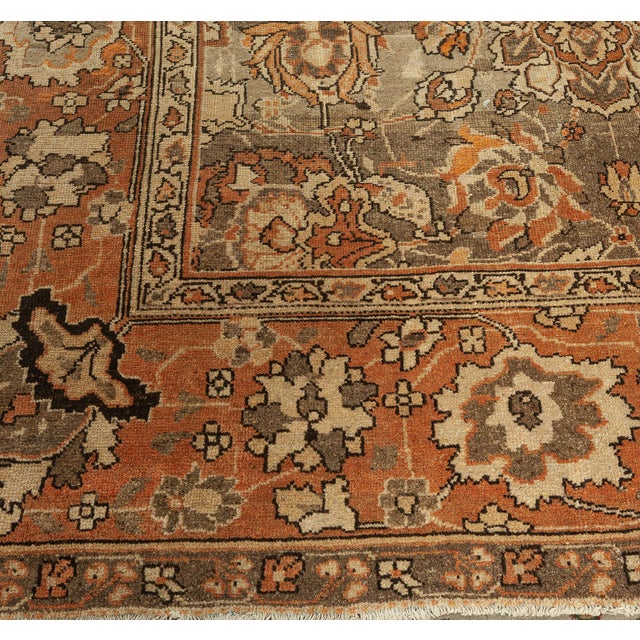 Indian 19th Century Indian Amritsar Brown, Beige and Salmon Wool Rug For Sale - Image 3 of 8