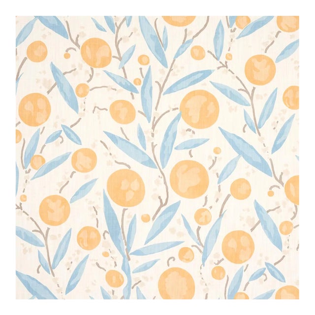 Sample - Schumacher Mirabelle Fabric in Yellow & Sky For Sale