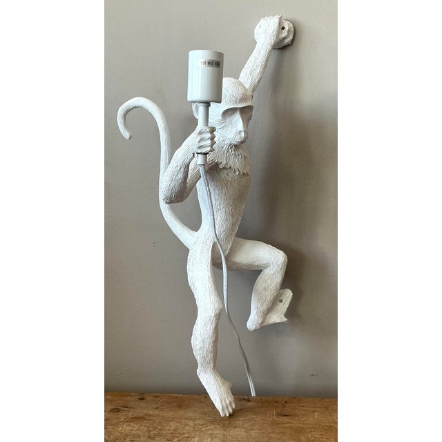 Late 20th Century Vintage Boho Resin Monkey Wall Sconce For Sale - Image 5 of 5