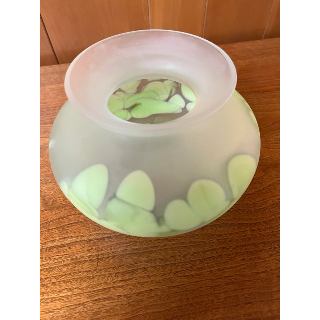 Mid-Century Pair of Hand Blown Vases - Tarnowiec Poland Semi Opaque Turquoise & Lime For Sale - Image 11 of 18