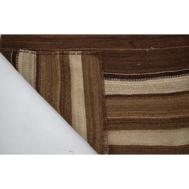 Mid 20th Century Vintage Turkish Brown Natural Wool Kilim Runner - 3′2″ × 11′7″ For Sale - Image 5 of 7