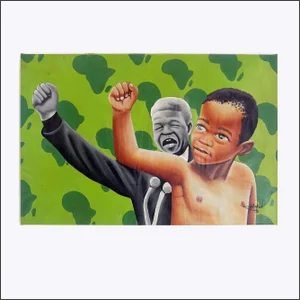 Billy Gubul'Art, Mandela, Acrylic on Fabric
