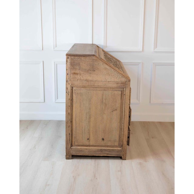 18th Century French Louis XVI Period Carved Oak Slant-Front Secretary Desk, Liège, Late 18th For Sale - Image 5 of 13