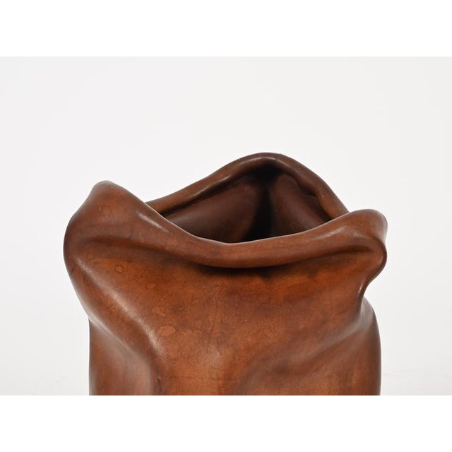 Mid-Century Modern Italian Leather Decorative Wastepaper Basket from Nova Tecno, 1950s For Sale - Image 12 of 13