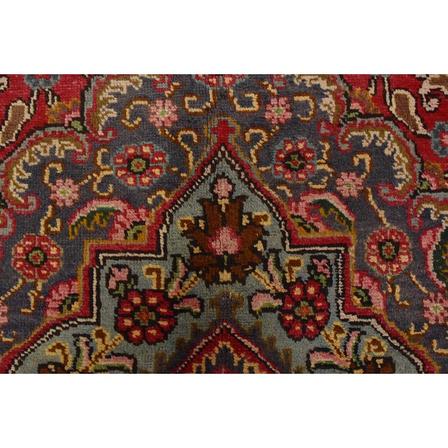 Tabriz Rug 9’5” X 12’7” Red Wool Traditional Hand-Knotted Oriental Carpet For Sale - Image 10 of 15