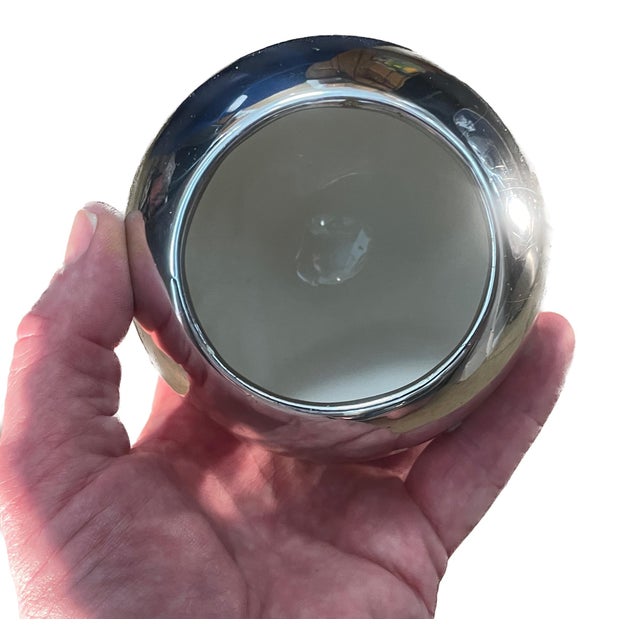 Mid-Century Modern Mid-Century Modern Space Age Chrome Sphere Ashtray With Ceramic Lining For Sale - Image 3 of 5