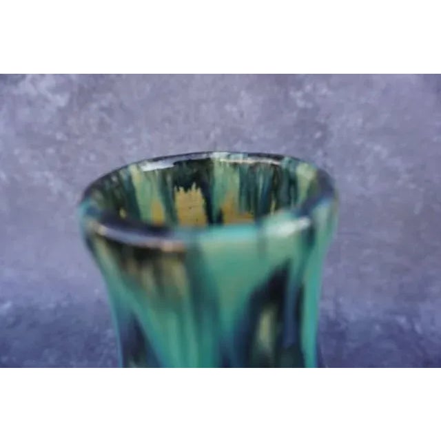Art Deco Pacific Blended Glaze Vase in Turquoise, Cobalt & Black 1927 For Sale - Image 3 of 8