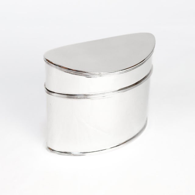 Silver Vintage Tiffany & Co Italian Sterling Silver Navette Shaped Box or Tea Caddy For Sale - Image 8 of 14