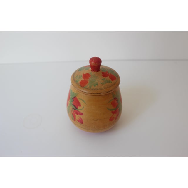 Vintage Hand Painted Wood Flower Box, Folk Art, Trinket Box, Jewellery Box, Secret Storage, Bohemian Kitchen Decor, Country Style, Staging For Sale - Image 9 of 10