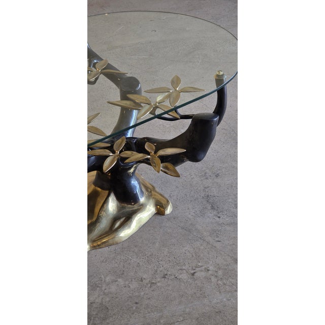 Metal Vintage Brass and Glass Bonsai Tree Coffee Table by Willy Daro, 1980s For Sale - Image 7 of 14