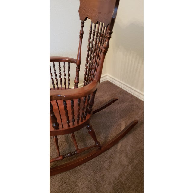 19th Century Carved Mahogany Twist Spindle Rocking Chair Chairish
