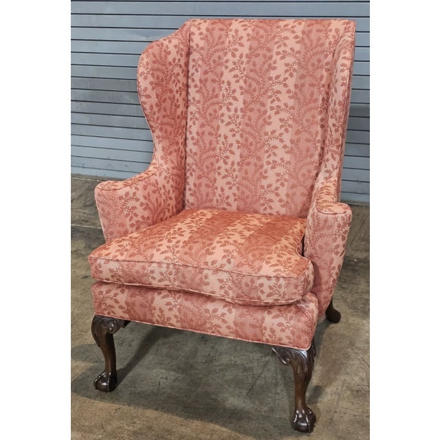 Late 20th Century Late 20th Century Kittinger Colonial Williamsburg Mahogany Wing Chair Cw 104 Claw & Ball Feet For Sale - Image 5 of 13