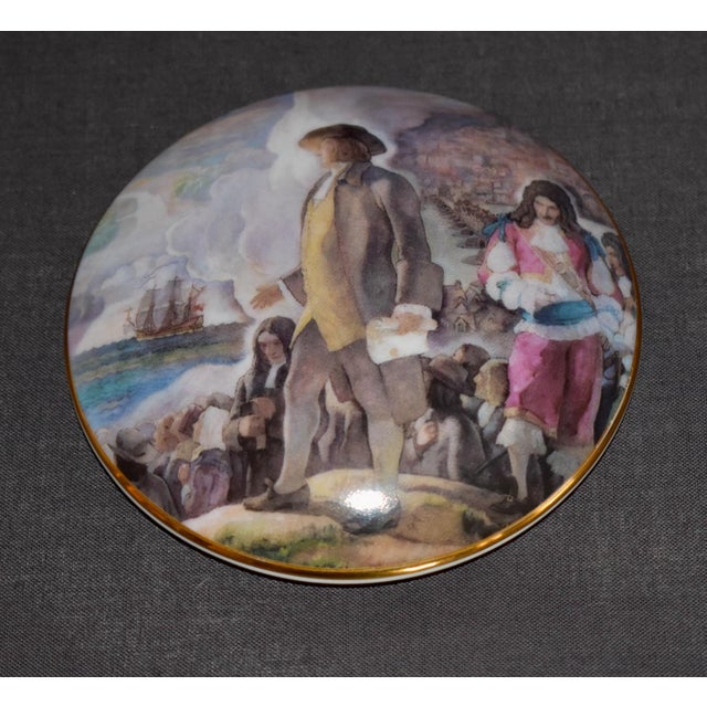 Vintage (1990's) Covered Porcelain Box from Tiffany & Co. Penn Mutual Life Insurance - William Penn Historical. The...