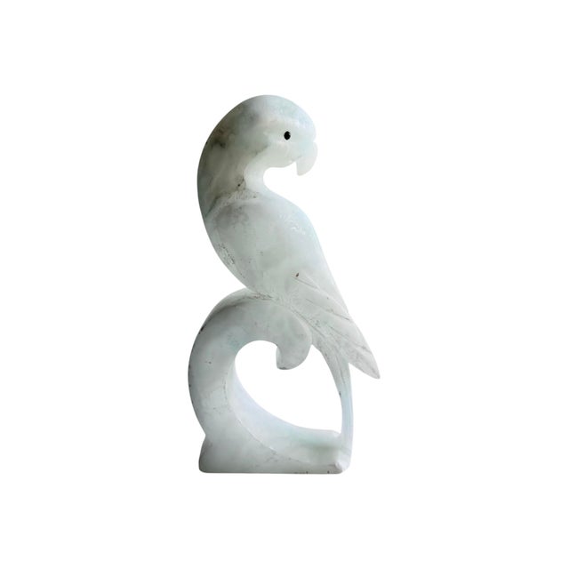 Vintage Mid 20th Century Italian Alabaster Parrot Sculpture / Bookend For Sale - Image 4 of 7