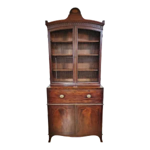English 19th C Mahogany Georgian Bookcase Butler's Secretary Desk