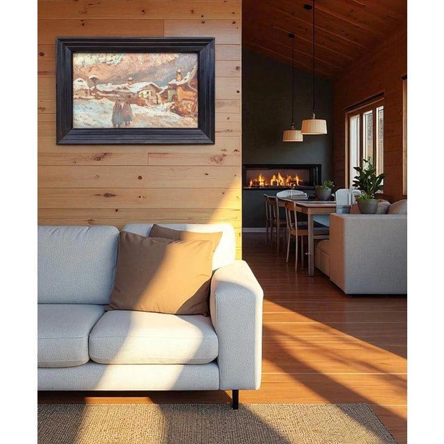 Winter Landscape in Vigo Di Fassa, 1921, Oil on Board, Framed For Sale - Image 7 of 13