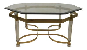 Vintage Lucite and Brass Coffee Table