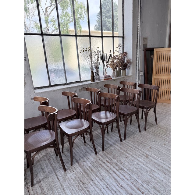 Walnut Bistro Chairs, 1970s, Set of 14 For Sale - Image 14 of 18