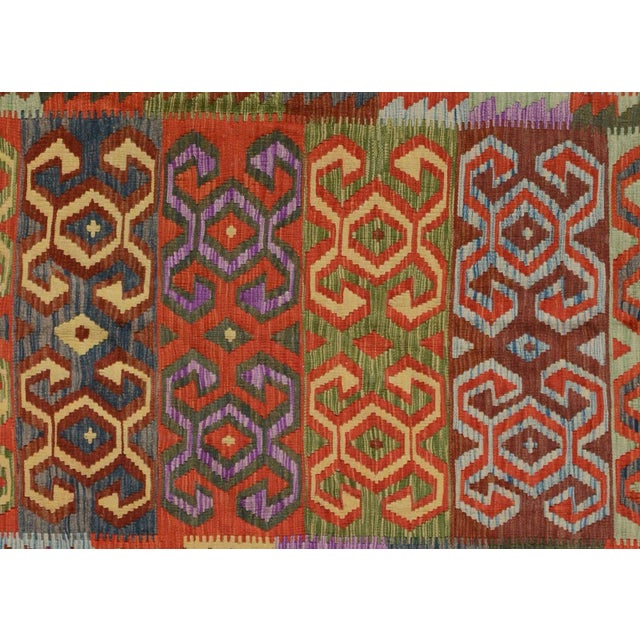 1990s 1990s Kilim Red Green Wool Rug - 6'6" X 9'8" For Sale In New York - Image 6 of 7