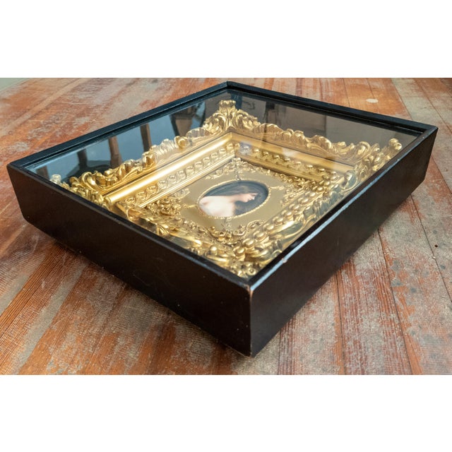 19th Century German KPM Style Miniature Portrait on Porcelain in Shadowbox Frame For Sale - Image 13 of 18