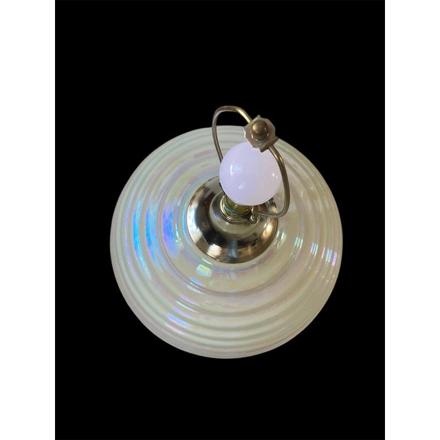 1970s Mid Century Modern Underwriters Laboratories Large Midcentury Pearlescent Glass Lamp For Sale - Image 11 of 12