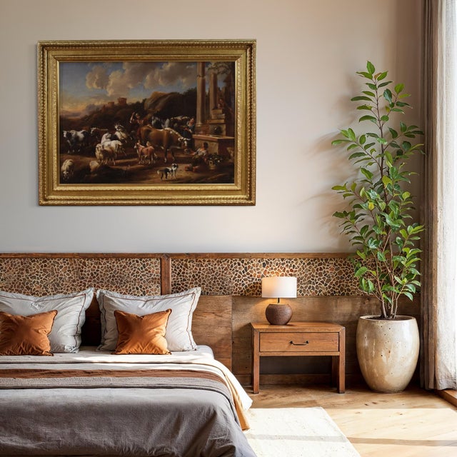 Pastoral Scene with Classical Ruins, 1790, Oil on Canvas, Framed For Sale - Image 15 of 16