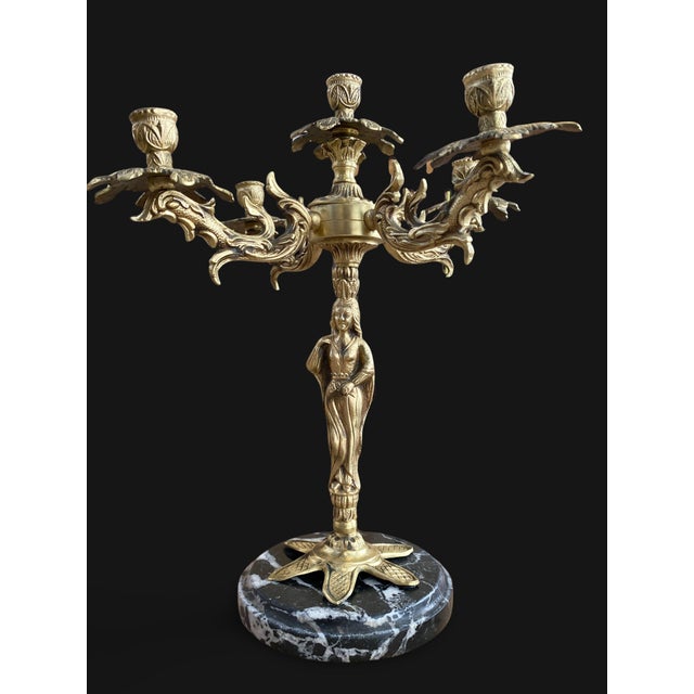 French Gilt Bronze and Marble Candleholders, 1800s, Set of 2 For Sale - Image 13 of 18