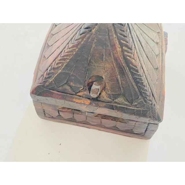19th Century African Hand Carved Wooden Powder Box in Brown Color For Sale - Image 10 of 13