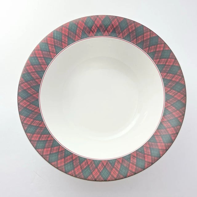 1990s 1990s Sasaki & Charles Roberts “Tartan Plaid Red” 3-Piece Dinner Serving Hostess Set For Sale - Image 5 of 7