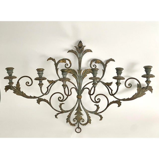 1960s Italian Hand-Painted Candelabra Wall Sconce For Sale - Image 4 of 11