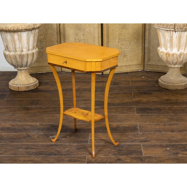 Austrian Biedermeier 19th Century Table with Octagonal Top and Divided Drawer For Sale - Image 10 of 12