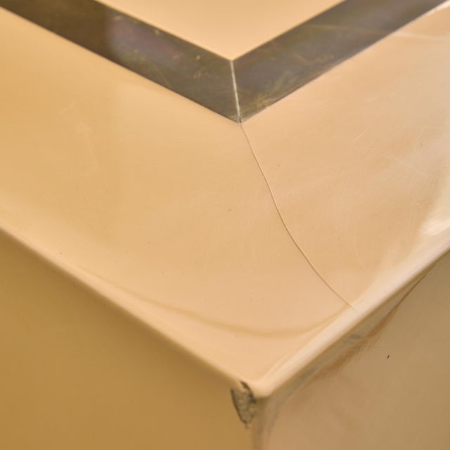 Lacquered Cube Coffee Table With Brass Inlay, France 20th Century For Sale In Chicago - Image 6 of 11