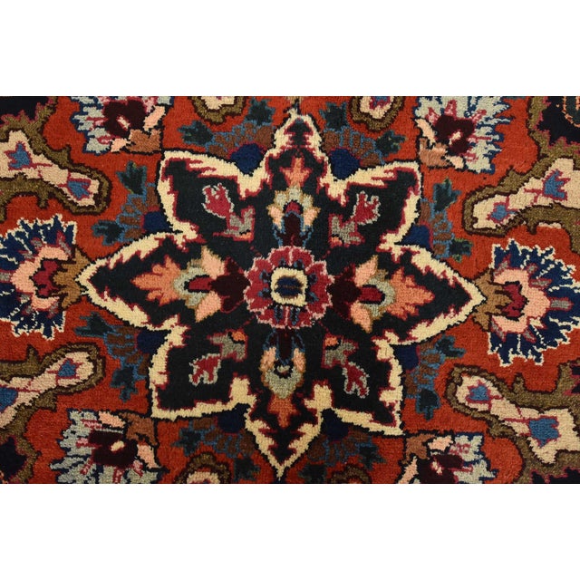 Textile Mashad Rug 9’8” X 12’3” Red Wool Vintage Traditional Hand-Knotted Carpet For Sale - Image 7 of 15
