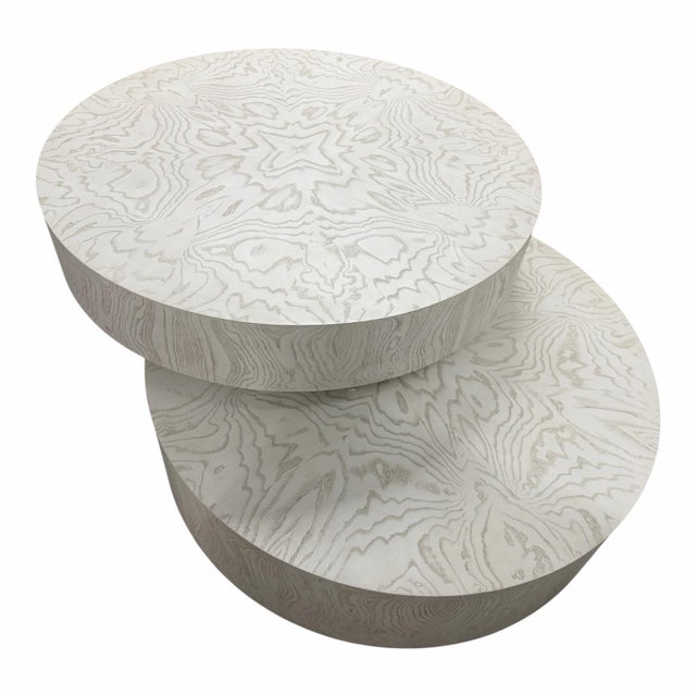 Contemporary Ashley Childers for Global Views Pivot Cocktail Table in White Cerused Ash Burl For Sale - Image 3 of 10