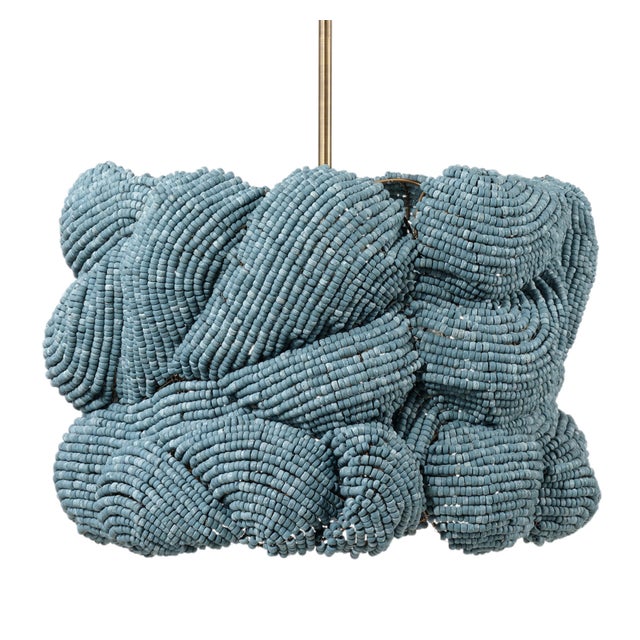 Jamie Young Small Anguilla Chandelier in Blue Wood Beads For Sale - Image 9 of 10